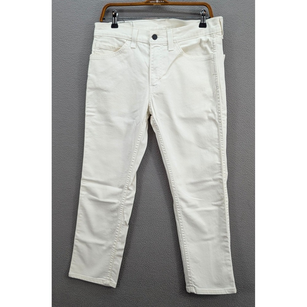 Levis 511 Slim Fit Denim Cropped Pants Mens 32x25 Off White Cream Casual Stretch